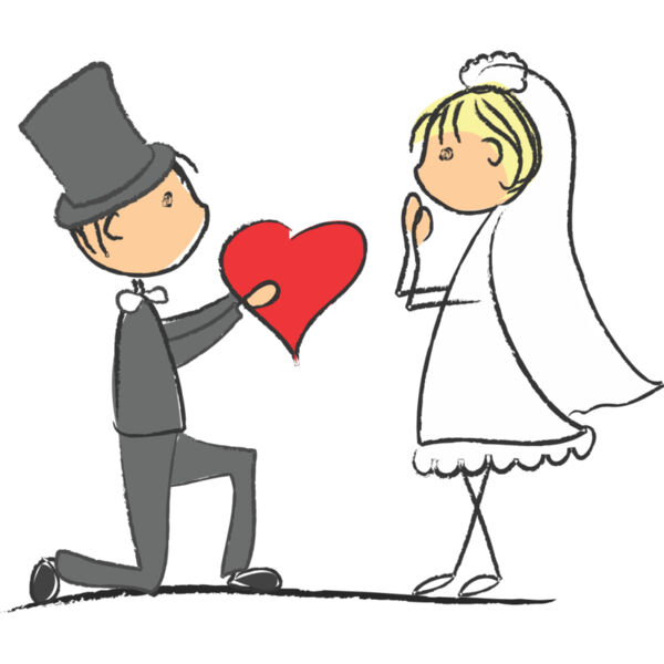 Cartoon Wedding Groom Bride Proposal 1 Thumbnail